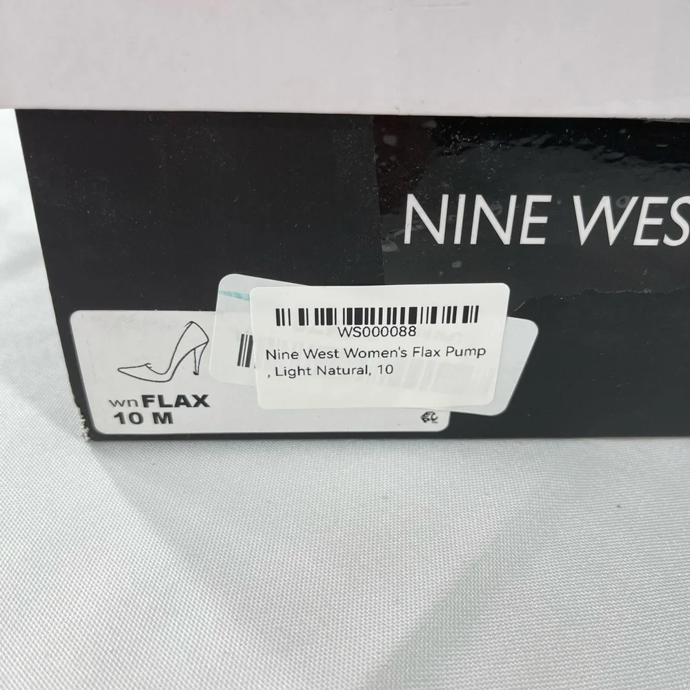 Nine West Womens Flax Leather Pointed Toe Pump  Light Natural Tan Size 1…